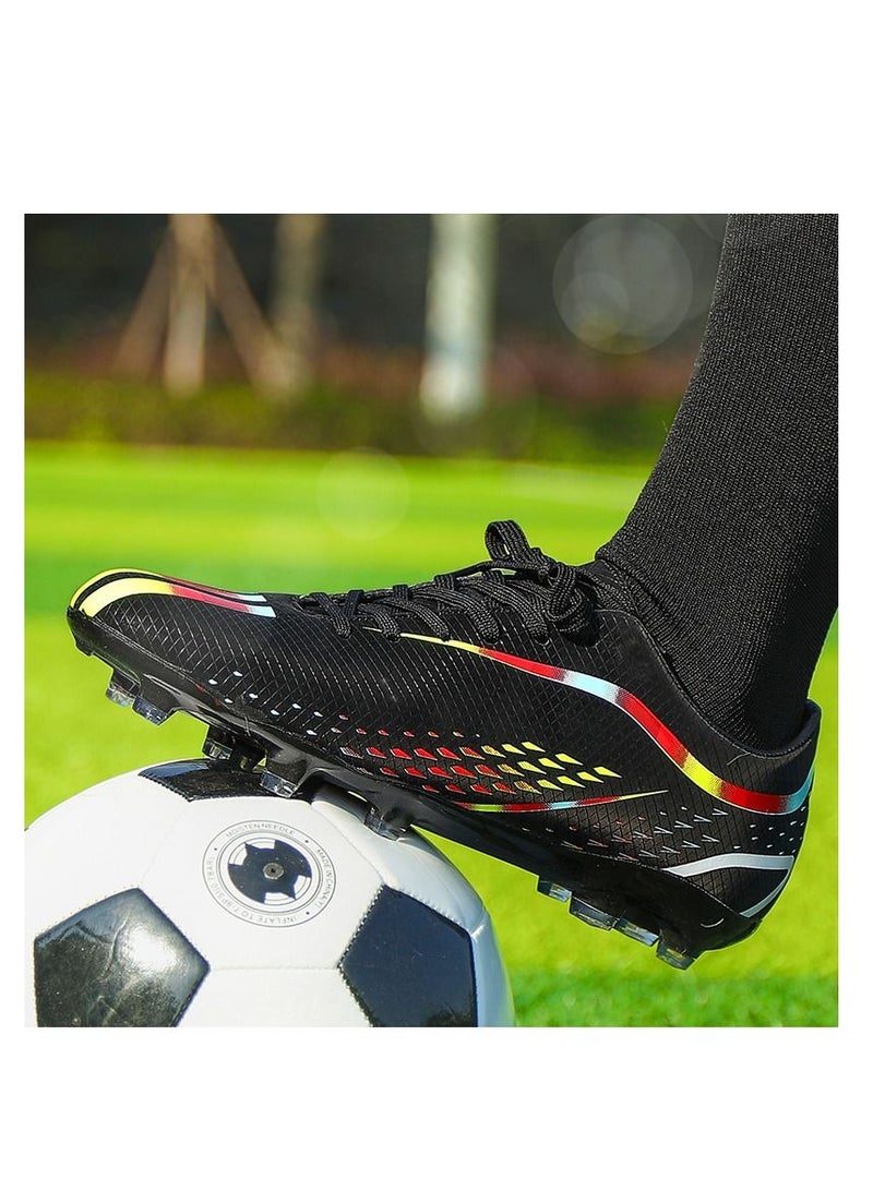 Loquat New World Cup Soccer Shoes Men's TF Broken Nails Long Nails Adult Lawn Student Competition Training Shoes Women Black  - Image 2