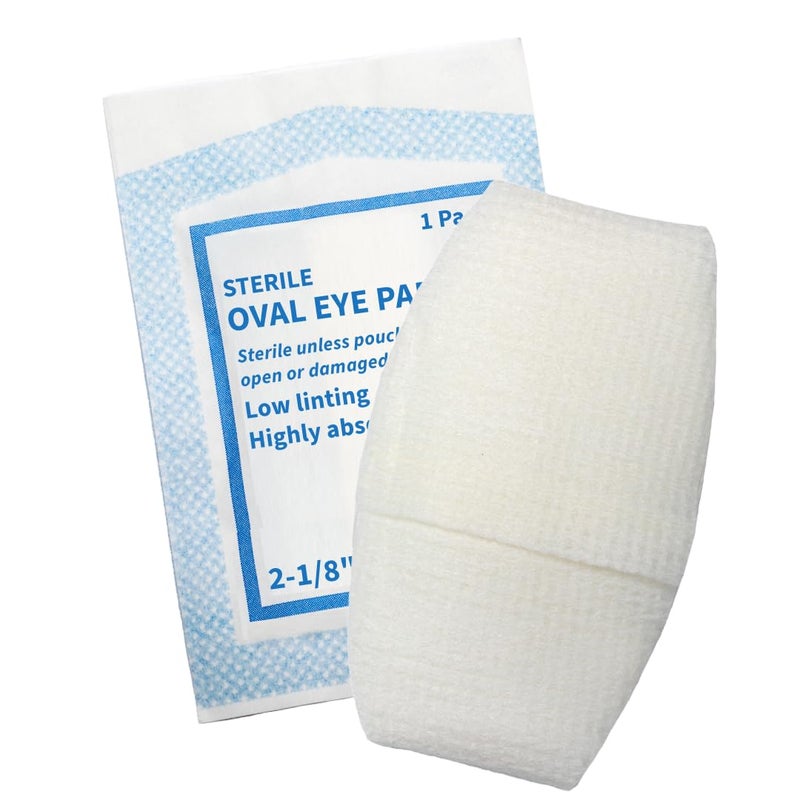 Vakly 100 Sterile Oval Eye Pads - Soft Absorbent 2 5/8 x 1 5/8 Eye Shaped Medical Gauze Pad with Thick Protective Filler, Individually Wrapped - Shaped for Comfort, Compressed Edges to Reduce Lint - Image 5