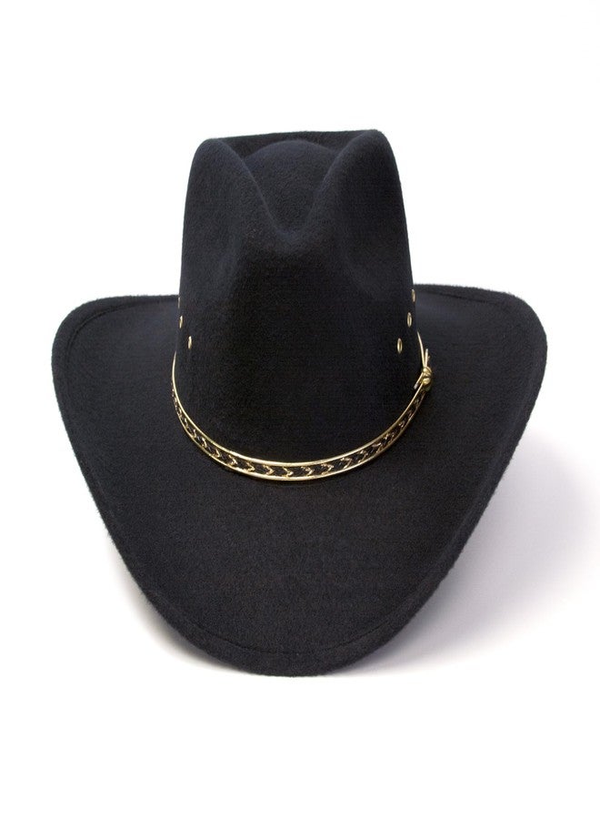 Western Express Kids Felt Finish Pinch Front Cowboy Hat - Cowgirl, Toddler, Baby & Kids Cowboy Hat with Gold Band (US, Alpha, One Size, Black) - Image 4