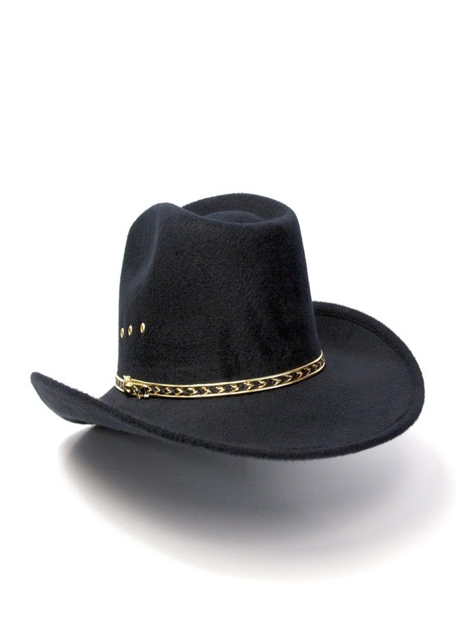 Western Express Kids Felt Finish Pinch Front Cowboy Hat - Cowgirl, Toddler, Baby & Kids Cowboy Hat with Gold Band (US, Alpha, One Size, Black) - Image 3
