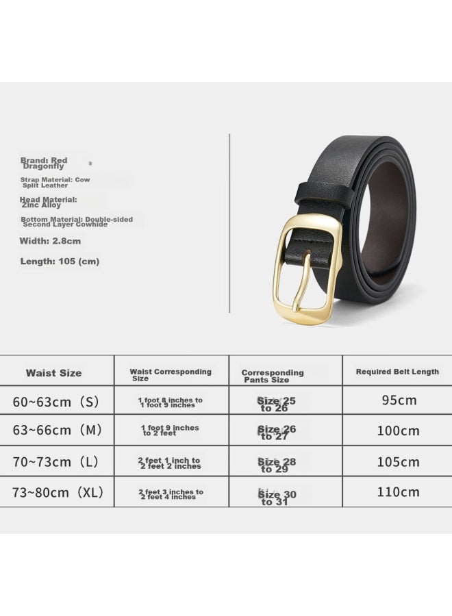 Red Dragonfly Leather Women's Versatile Belt With Pin Buckle, No Drilling Required, Birthday Gift For Girlfriend Or Wife, Comes With Gift Box - Image 2