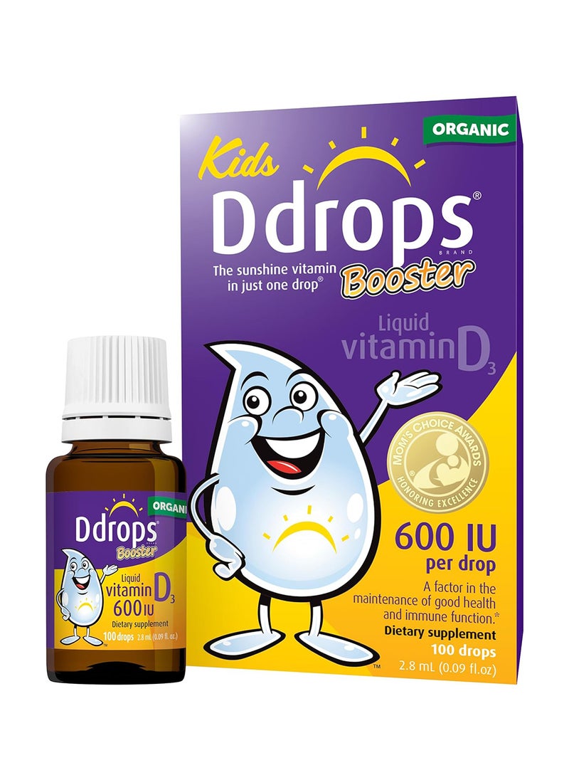 Ddrops Kids Booster 600IU 100 drops - Daily Liquid Vitamin D for Kids Support Strong Bones And Immune System  - Image 1