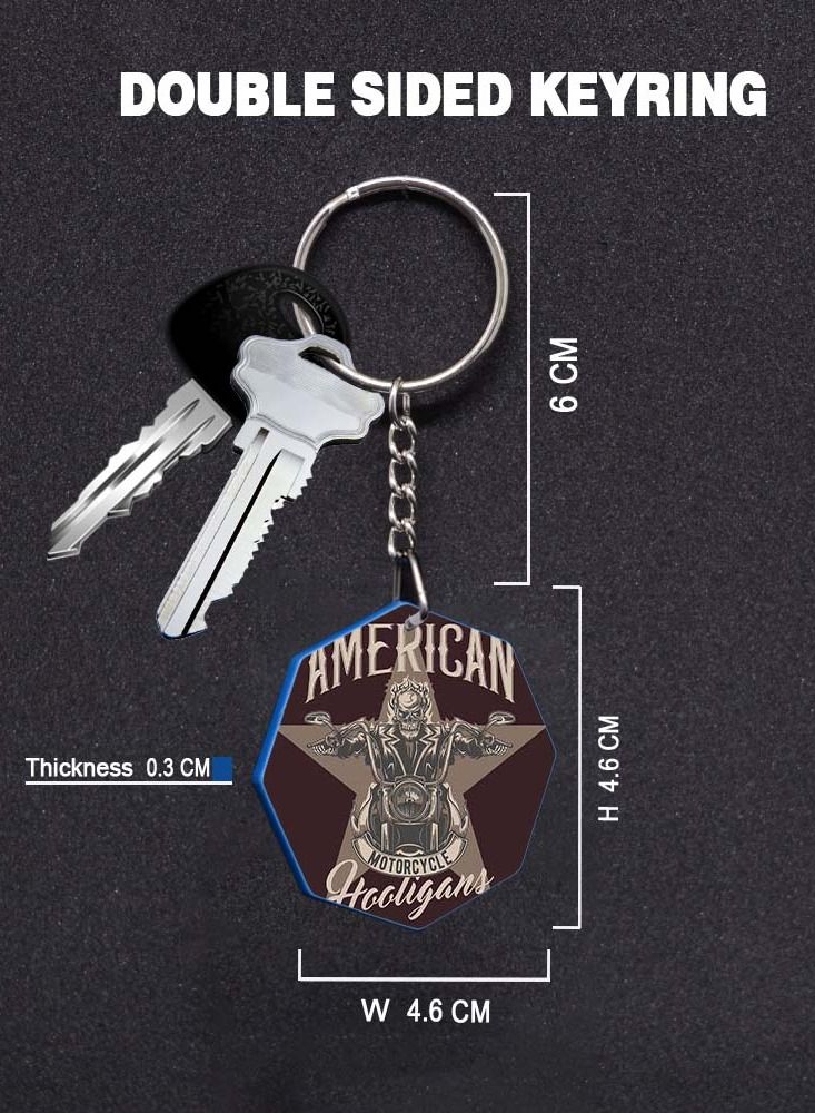 Service Zone Keychain Small Gift To Love One Octagon Shape With Double Side Print 