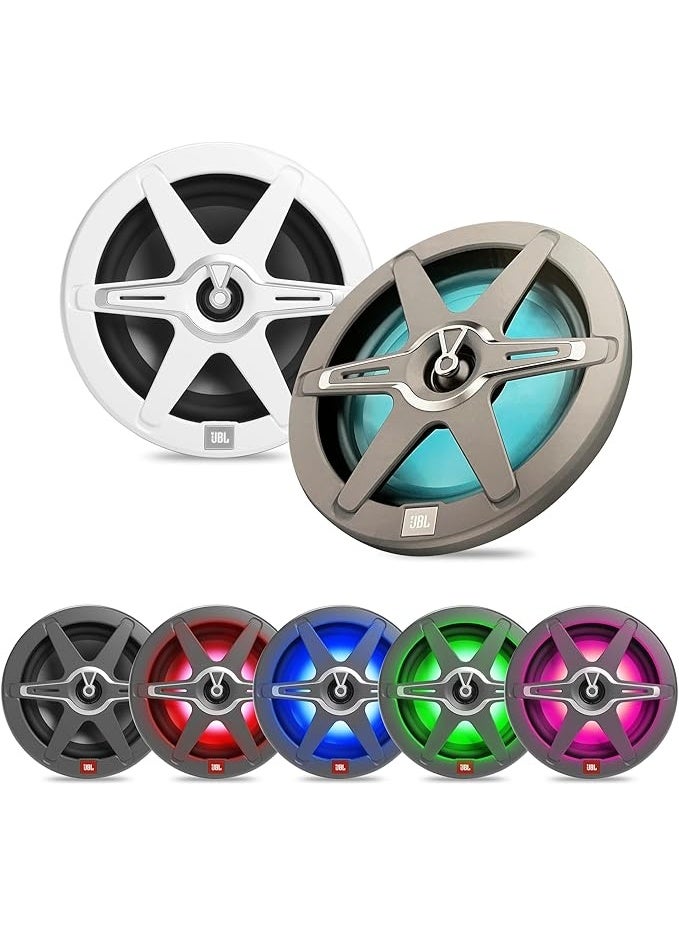 جي بي إل مكبر صوت كلوب مارين، 8 بوصات، ثنائي الاتجاه، مقاوم للماء، مقاوم للعوامل الجوية، 450 واط، IPx5، إضاءة LED بسبعة ألوان. - Image 1