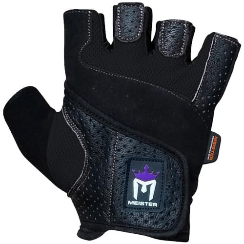 Meister Women's Fit Grip Weight Lifting Gloves w/Washable Amara Leather - Black - Medium - Image 2