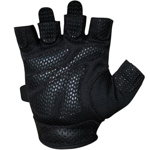 Meister Women's Fit Grip Weight Lifting Gloves w/Washable Amara Leather - Black - Medium - Image 3