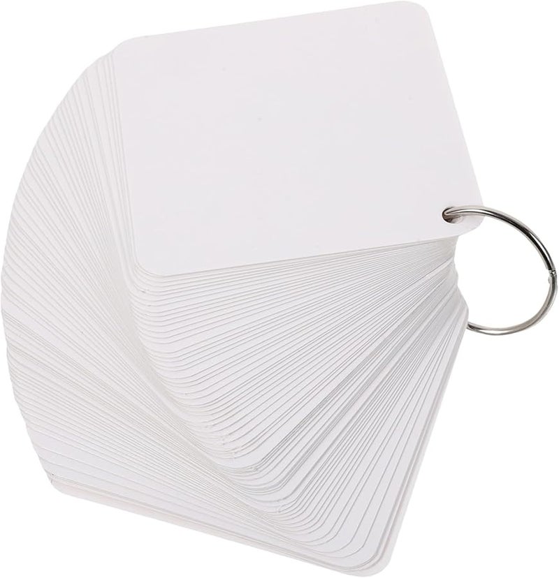 200 Blank Index Cards with Metal Ring Binder Pre punched Holes for Learning Organization - Image 1