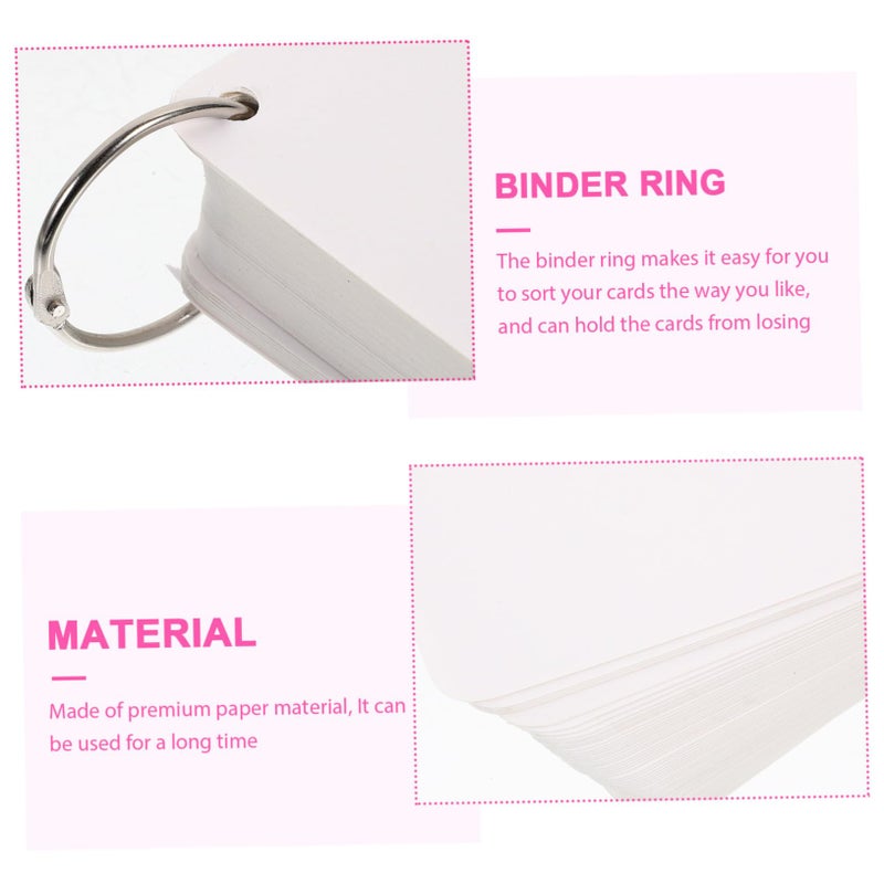 200 Blank Index Cards with Metal Ring Binder Pre punched Holes for Learning Organization - Image 4