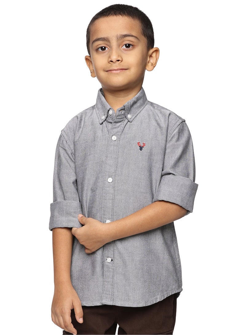 U.S. ELK Boys' Long Sleeve Oxford Dress Shirt | Kids Classic Formal Button Down Shirt | Collared Neck Cotton Shirt  - Image 1