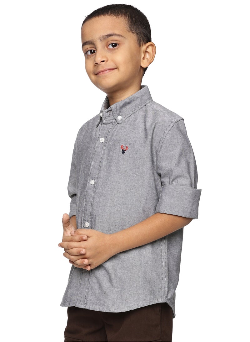 U.S. ELK Boys' Long Sleeve Oxford Dress Shirt | Kids Classic Formal Button Down Shirt | Collared Neck Cotton Shirt  - Image 2