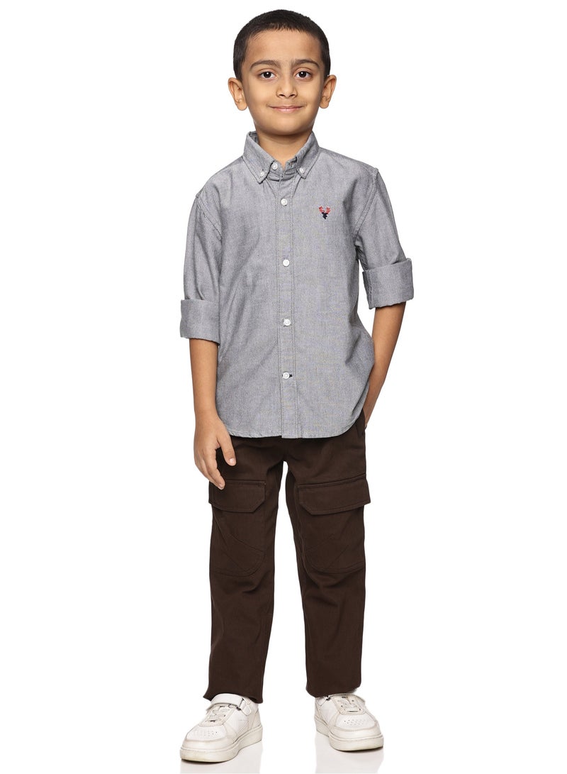 U.S. ELK Boys' Long Sleeve Oxford Dress Shirt | Kids Classic Formal Button Down Shirt | Collared Neck Cotton Shirt  - Image 4