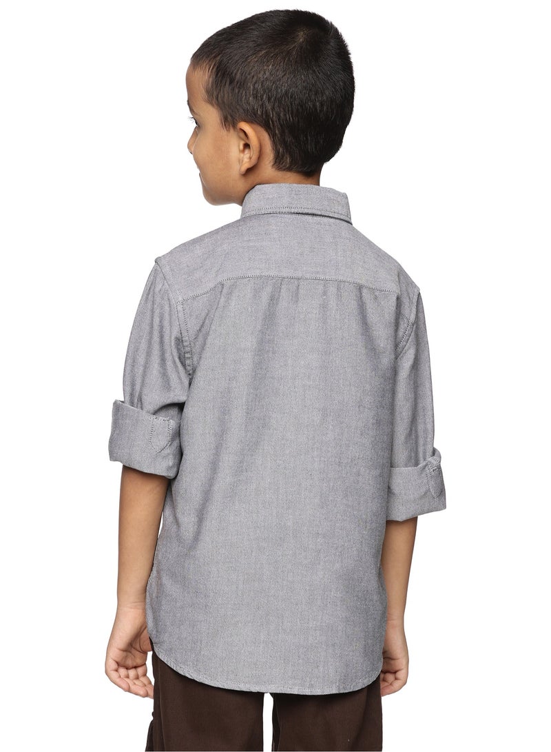 U.S. ELK Boys' Long Sleeve Oxford Dress Shirt | Kids Classic Formal Button Down Shirt | Collared Neck Cotton Shirt  - Image 3