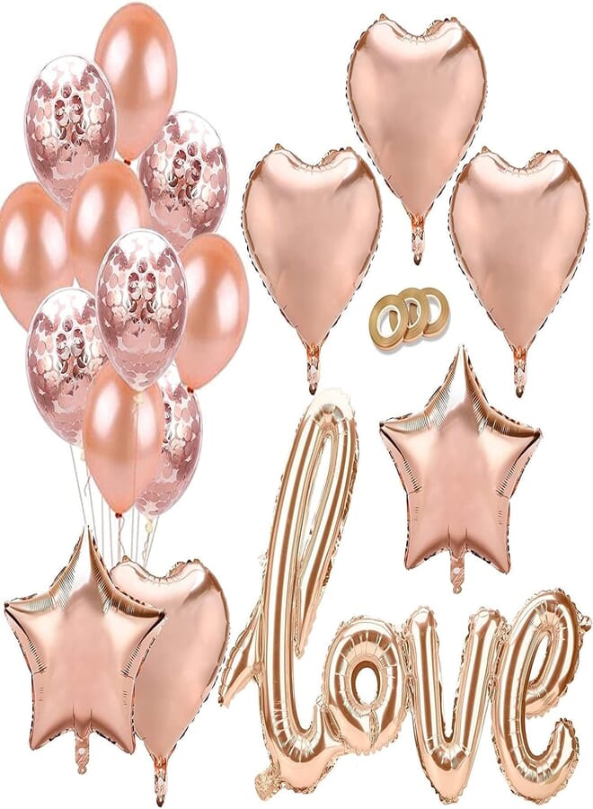 Secret Love Confetti Foil Balloons, Rose Gold