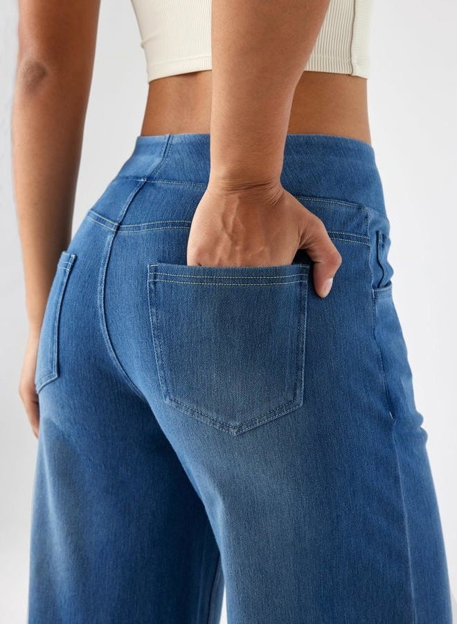 LERYG Large Wide Leg Jeans for Women,High Waisted and Slimming Straight Tube,Loose fit,High Elasticity Casual Denim Pants., Medium Blue, XL - Image 5