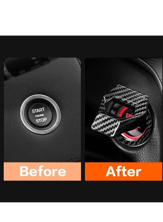 Universal Engine Start/Stop Button Cover, Aluminum Alloy Car Power Control Trim, Push to Start Button Cover Key Protective Cover for Civic CRV XRV Challenger Charger CHR (2PCS Carbon Fiber) - Image 2