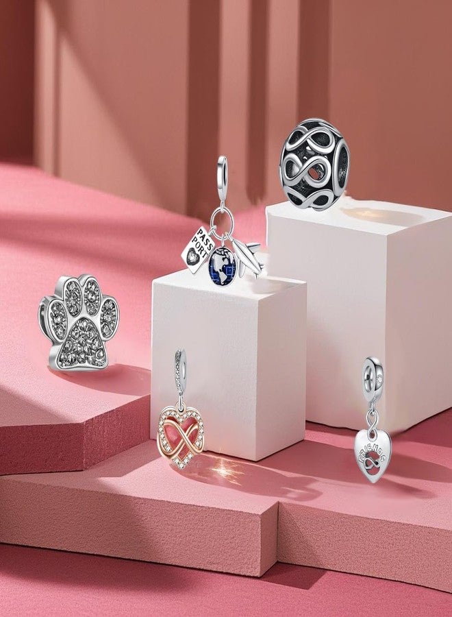 Acrobious 9PCS European Charms Beads Pendant For Bracelet, Charms DIY Bracelets Necklace Jewellery Gift for Birthday Valentine's Day Party Christmas Mother's Day heart cross starfish turtle family dog paw - Image 2