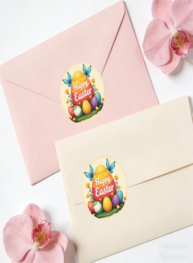 SLGIFT 48pcs Colorful Easter Egg, & Flower Stickers Suitable for Easter Egg Hunt, Spring Crafts, Scrapbooking - Glossy Round Paper Decals with Eggs, Butterflies, Flowers for Gift Wrapping, Decorations - Image 3