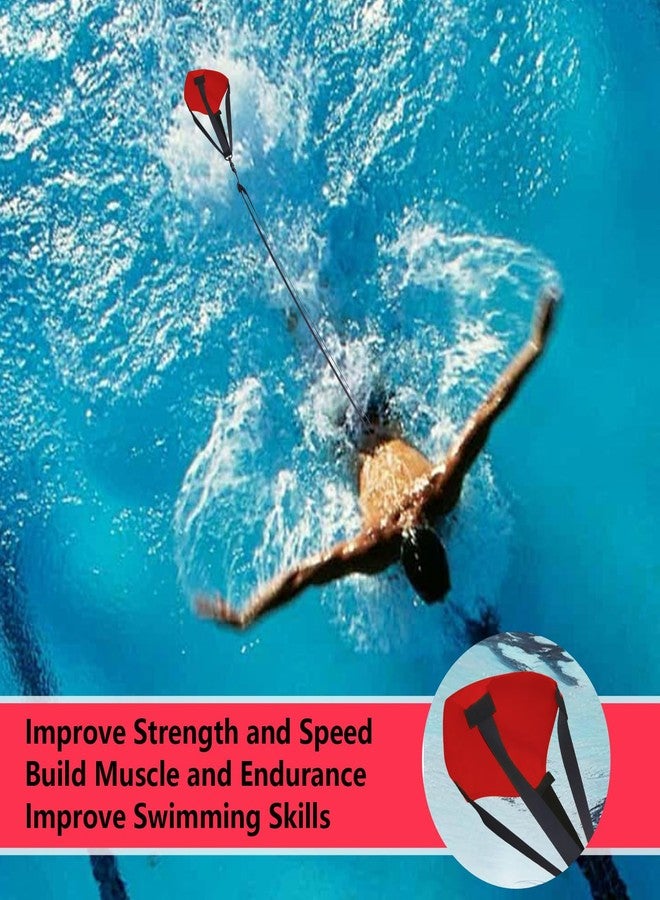 UCEDER Swim Parachute Resistance Training Set, Adjustable Swim Belt with Drag Parachute for Strength & Endurance,Swimming Resistance Training Equipment(Red) - Image 5