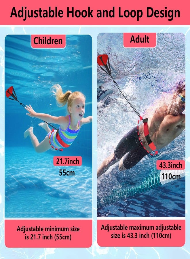 UCEDER Swim Parachute Resistance Training Set, Adjustable Swim Belt with Drag Parachute for Strength & Endurance,Swimming Resistance Training Equipment(Red) - Image 4