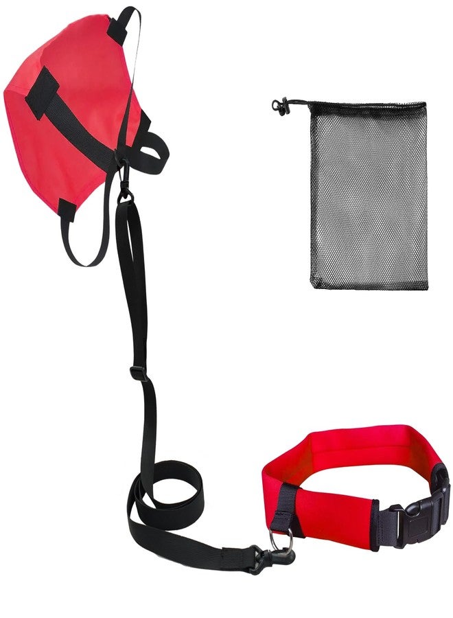 UCEDER Swim Parachute Resistance Training Set, Adjustable Swim Belt with Drag Parachute for Strength & Endurance,Swimming Resistance Training Equipment(Red) - Image 1