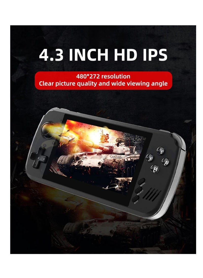 Handheld Game Console 4.3 Inch IPS HD Retro Game Console ATM7051 CPU Quad Core ARM CORTEX-A9 with 5000+ Classic Video Games, Support Multi-Emulator/HD Output/64GB TF Card