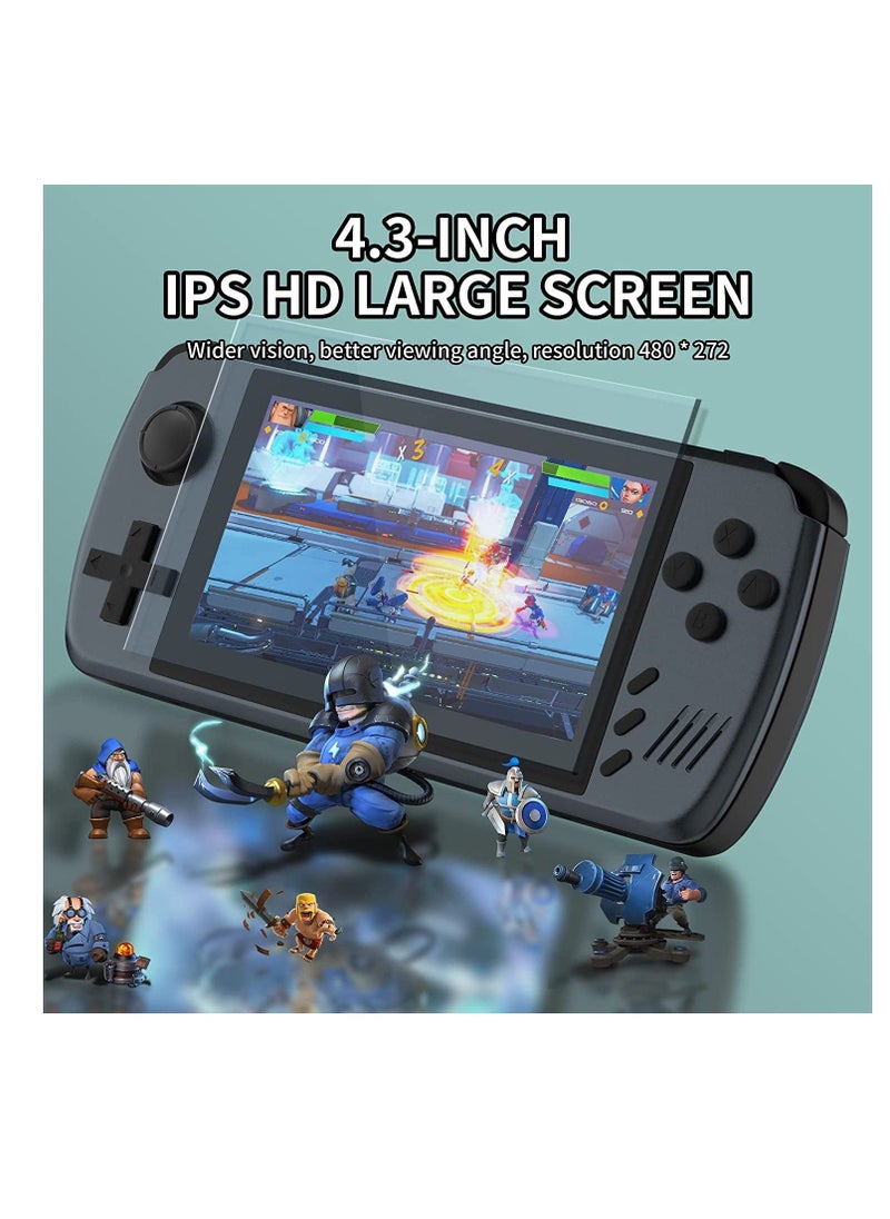 Handheld Game Console 4.3 Inch IPS HD Retro Game Console ATM7051 CPU Quad Core ARM CORTEX-A9 with 5000+ Classic Video Games, Support Multi-Emulator/HD Output/64GB TF Card
