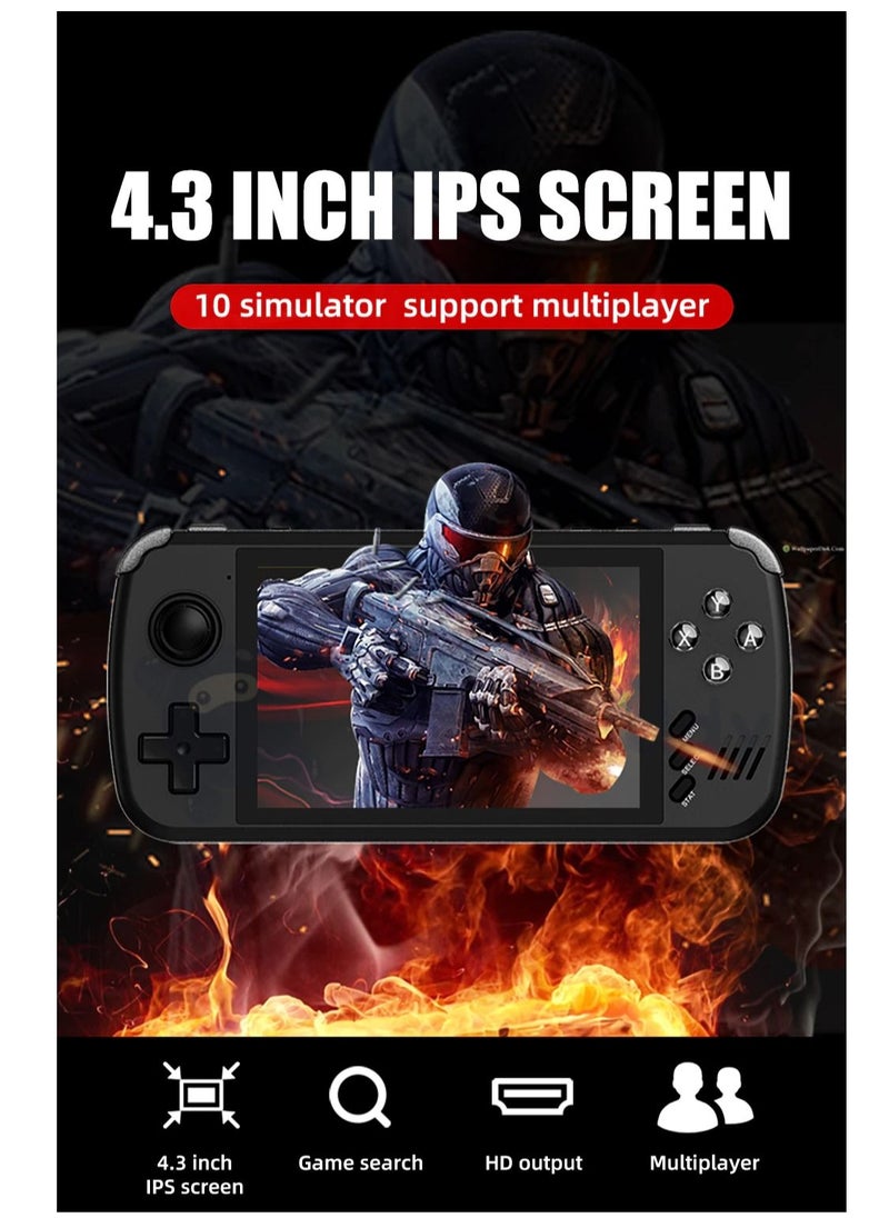 Handheld Game Console 4.3 Inch IPS HD Retro Game Console ATM7051 CPU Quad Core ARM CORTEX-A9 with 5000+ Classic Video Games, Support Multi-Emulator/HD Output/64GB TF Card