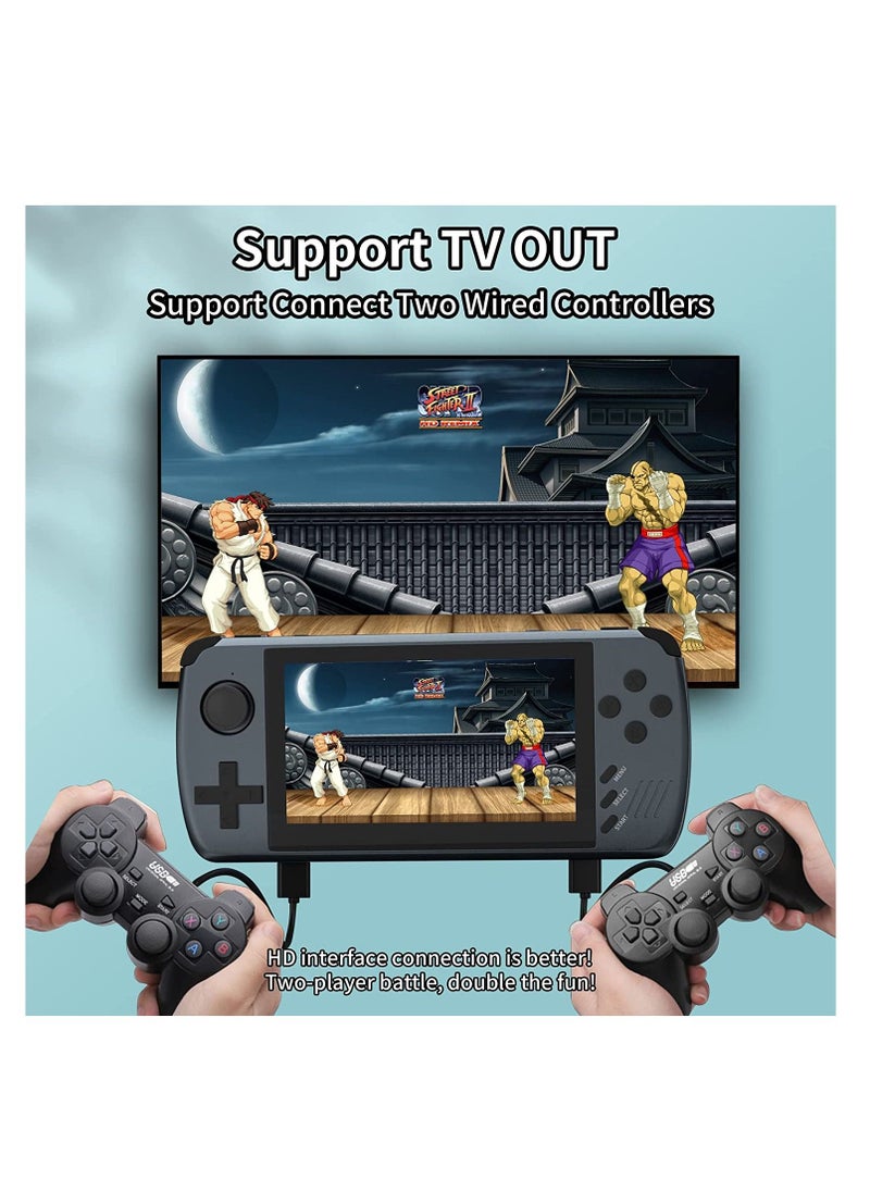 Handheld Game Console 4.3 Inch IPS HD Retro Game Console ATM7051 CPU Quad Core ARM CORTEX-A9 with 5000+ Classic Video Games, Support Multi-Emulator/HD Output/64GB TF Card