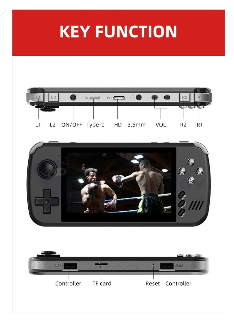 Handheld Game Console 4.3 Inch IPS HD Retro Game Console ATM7051 CPU Quad Core ARM CORTEX-A9 with 5000+ Classic Video Games, Support Multi-Emulator/HD Output/64GB TF Card