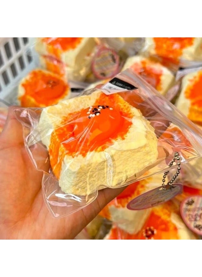 Generic - Little Red Riding Book Same Style Handmade Silicone Pinch Le Liu Xin Egg Yolk Toast Decompression Toy Decompression Girl Cheap Toy-Color:Double Layer Toast Egg Yolk - Image 1