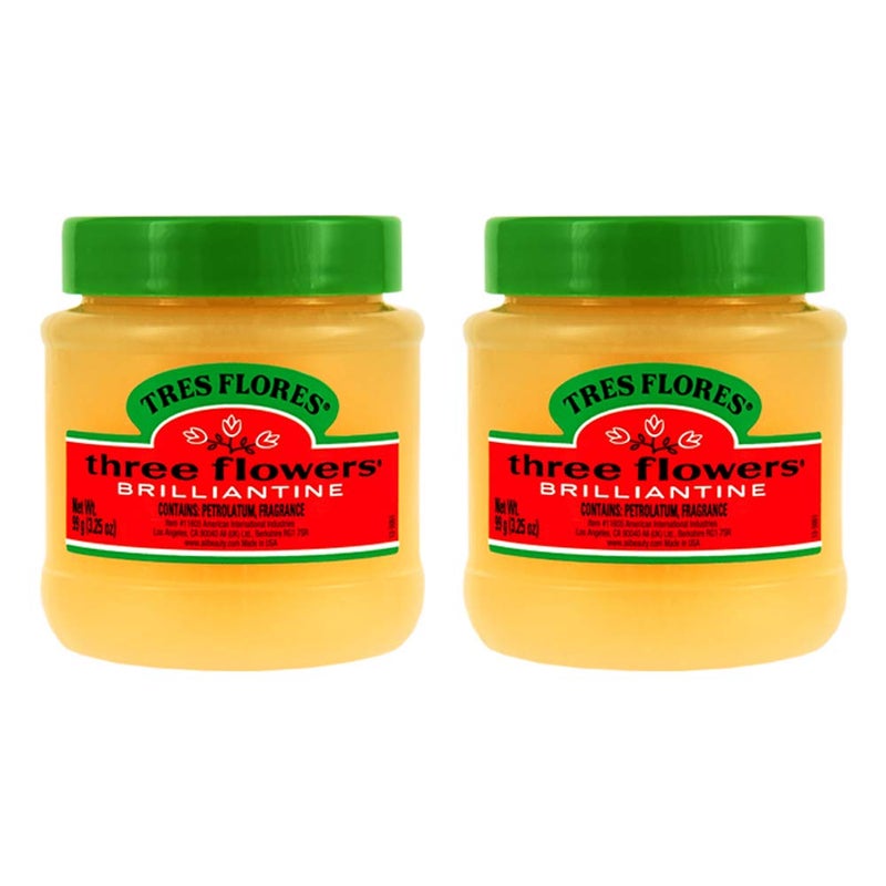 Three Flowers Solid Brilliantine Pomade, Men Hair Styling, 2 pack - Image 1