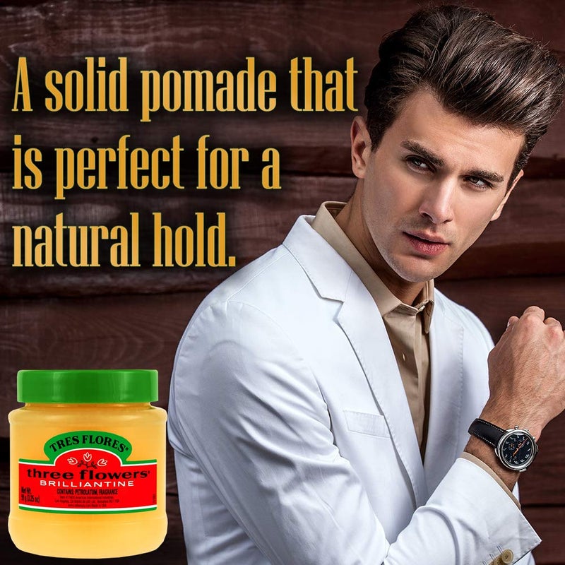 Three Flowers Solid Brilliantine Pomade, Men Hair Styling, 2 pack - Image 4