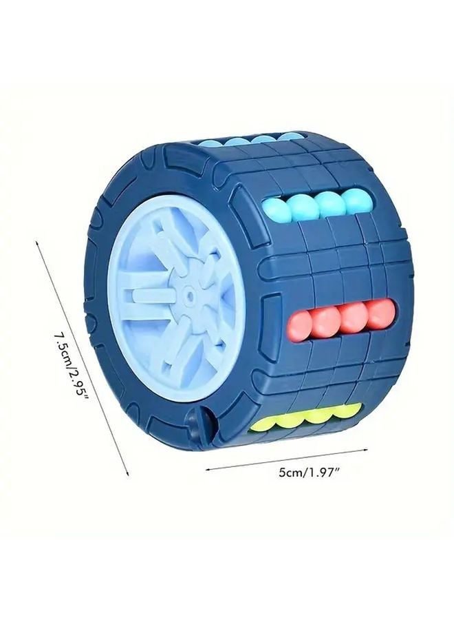 Blue 3D Cylindrical Cube Magic Puzzle Toy For Kids Adults STEM Travel Gift - Image 2