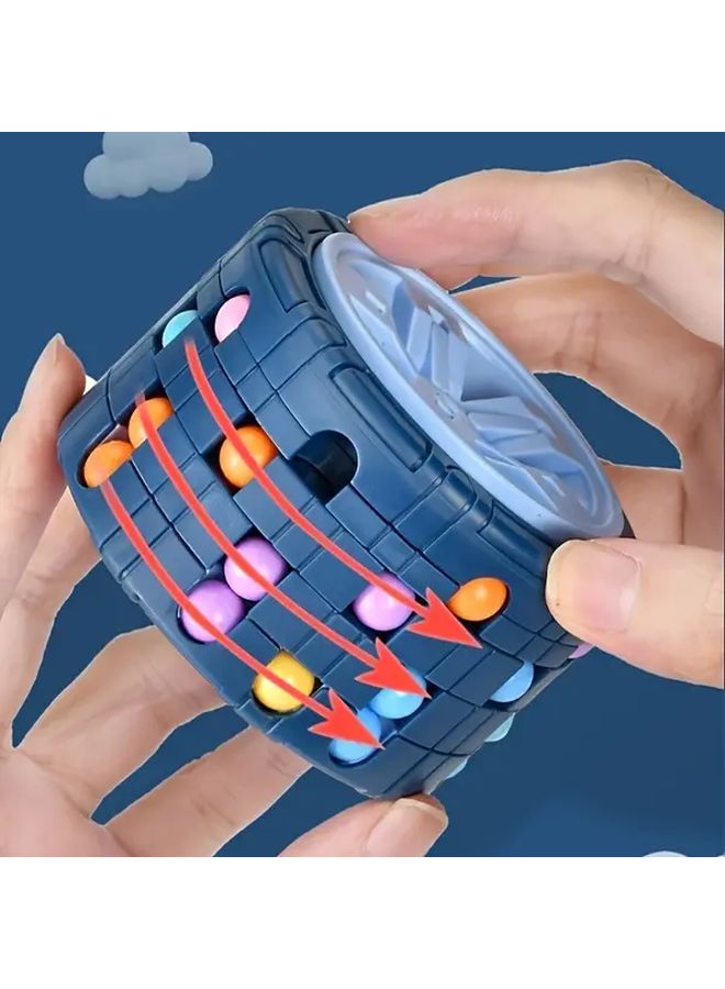 Blue 3D Cylindrical Cube Magic Puzzle Toy For Kids Adults STEM Travel Gift - Image 1