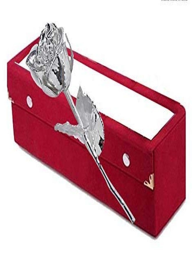 Lavanaya Silver Real Rose Silver Plated 11 inch With velvet Box & free wooden stand