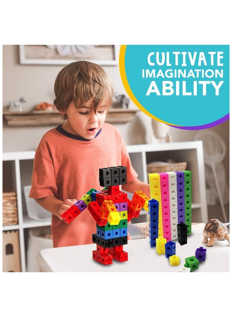 VIUAUAX Math Manipulatives for Kids Ages 3-8 | Linking Snap Cubes for Kindergarten & Elementary Counting Skills | Fun Learning Activities for School, Classroom, and Home | 100 Piece Cube Set, 10 ColorsPuzzle Early Learning Creative Magic Square 2cm square blocks 100 puzzle children's teaching aids toys - Image 2