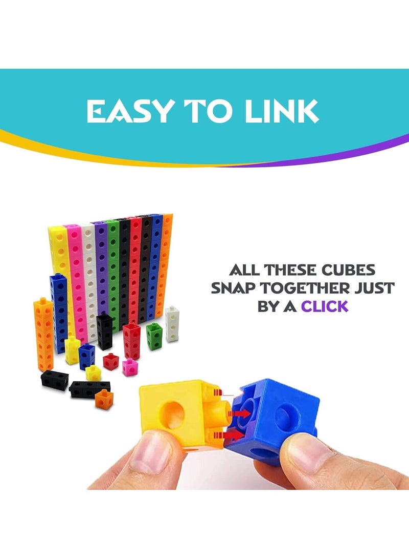 VIUAUAX Math Manipulatives for Kids Ages 3-8 | Linking Snap Cubes for Kindergarten & Elementary Counting Skills | Fun Learning Activities for School, Classroom, and Home | 100 Piece Cube Set, 10 ColorsPuzzle Early Learning Creative Magic Square 2cm square blocks 100 puzzle children's teaching aids toys - Image 3