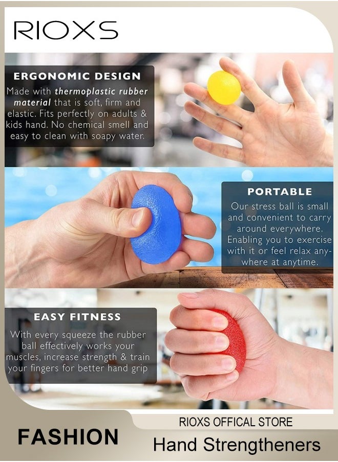RIOXS 6 Pcs Hand Grip Strength Trainer Hand Squeeze Stress Balls and Silicone Five Finger Puller Hand Grip Strength Trainer for Adults and Kids Hand Strength Trainer Equipment  - Image 2