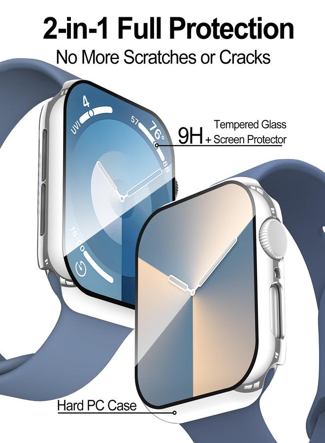 Smiling 2 Pack Case Compatible with Apple Watch SE 3 (2025)/ SE 2/ SE/Series 6/5/4 44mm with Tempered Glass Screen Protector, Hard PC Case Overall Protective Cover- 1 Black + 1 Silver - Image 2
