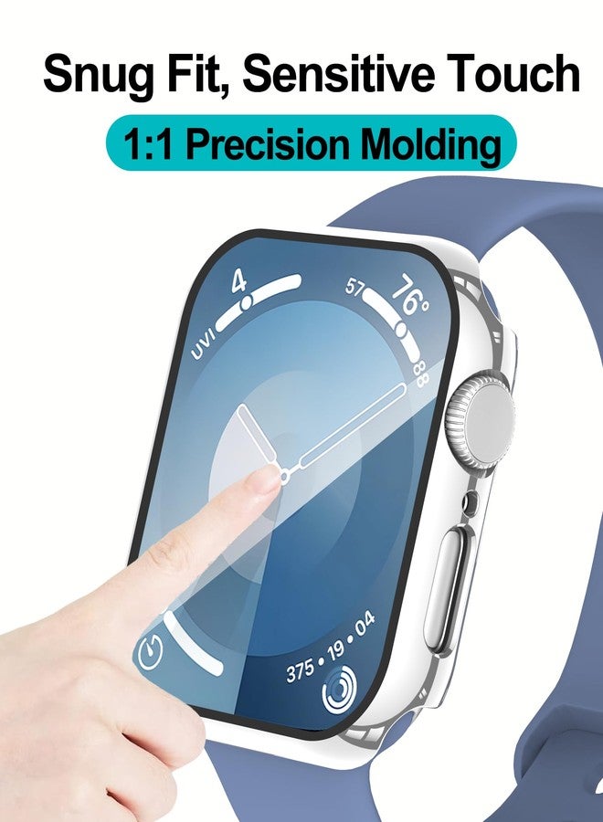 Smiling 2 Pack Case Compatible with Apple Watch SE 3 (2025)/ SE 2/ SE/Series 6/5/4 44mm with Tempered Glass Screen Protector, Hard PC Case Overall Protective Cover- 1 Black + 1 Silver - Image 5