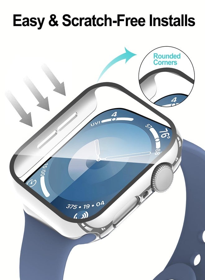 Smiling 2 Pack Case Compatible with Apple Watch SE 3 (2025)/ SE 2/ SE/Series 6/5/4 44mm with Tempered Glass Screen Protector, Hard PC Case Overall Protective Cover- 1 Black + 1 Silver - Image 4