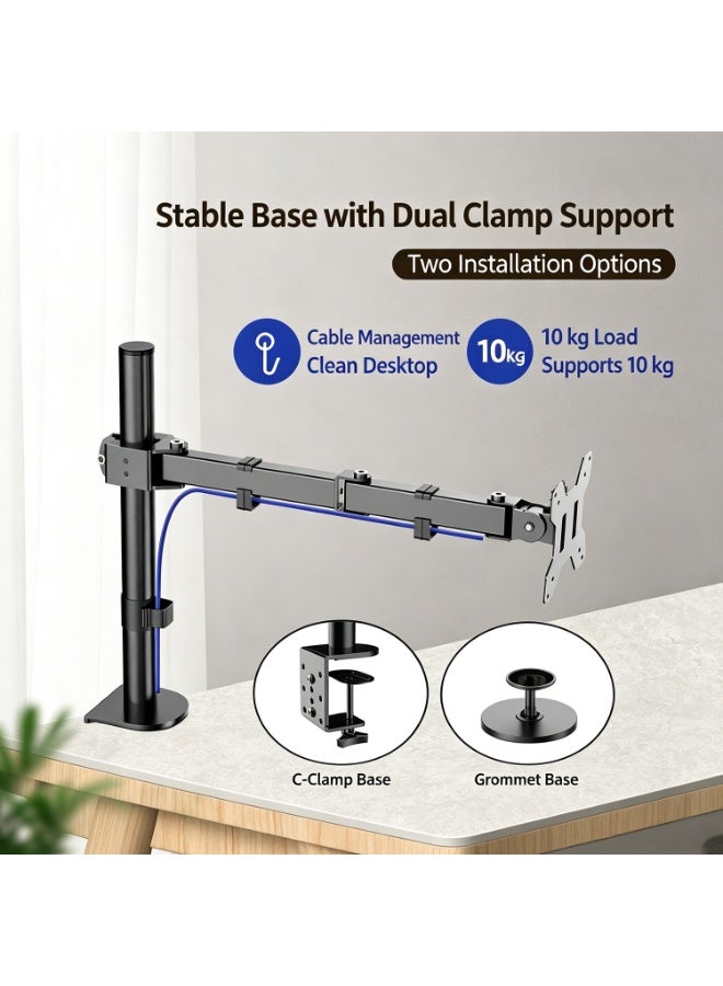 Monitor Wall Mount For 32 27 24 Inch Screens, Heavy Duty Wall Monitor Mount, Holds 4.4 To 44 Lbs, Ultrawide Gas Spring Monitors Arm Wall Mount, Vesa Mount 75x75/100x100mm - Image 3
