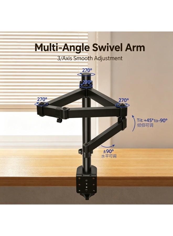 Monitor Wall Mount For 32 27 24 Inch Screens, Heavy Duty Wall Monitor Mount, Holds 4.4 To 44 Lbs, Ultrawide Gas Spring Monitors Arm Wall Mount, Vesa Mount 75x75/100x100mm - Image 4
