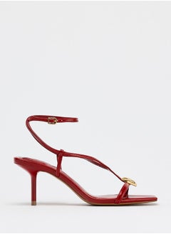 Zara Metallic detail strappy heeled sandals  - Image 1