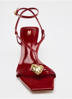 Zara Metallic detail strappy heeled sandals  - Image 3