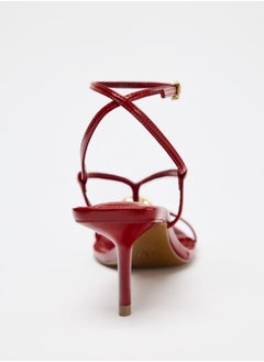 Zara Metallic detail strappy heeled sandals  - Image 4