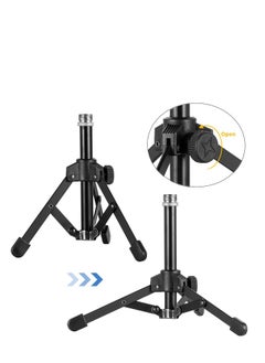 Generic Adjustable Foldable Microphone Stand with Mic Clip Holder - Compatible with Shure SM58, Samson Q2U, Blue Yeti - Portable Tripod Stand for Dynamic Mics  - Image 2
