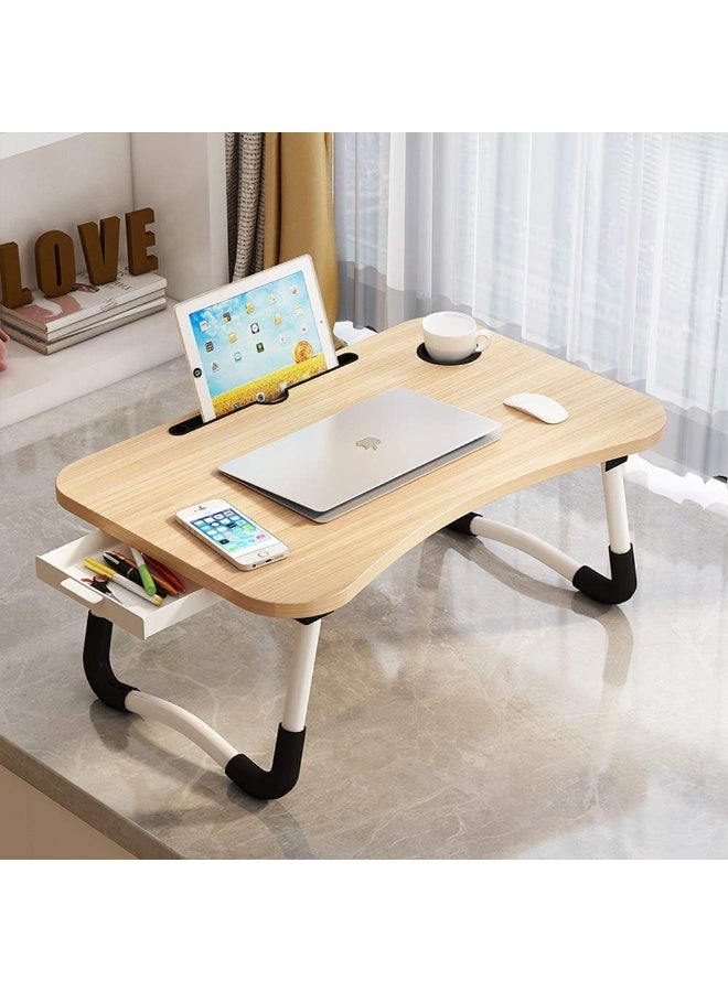 Generic Home Office Lap Desk with Storage Drawer, Cup and Phone Holder, Bed Tray Table, 23.6" Foldable Laptop Desk, Laptop Stand for Working, Writing, Gaming and Drawing - Image 2