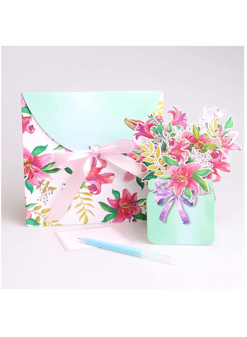 Zikra Pop Up Cards, Mother's Day Cards, Floral 3D Greeting Cards, Thank You Cards, Mom Cards with Envelopes, Perfect for Birthday Cards, Weddings, Anniversary, Teachers' Day Thank You Cards (3 Pieces) - Image 5