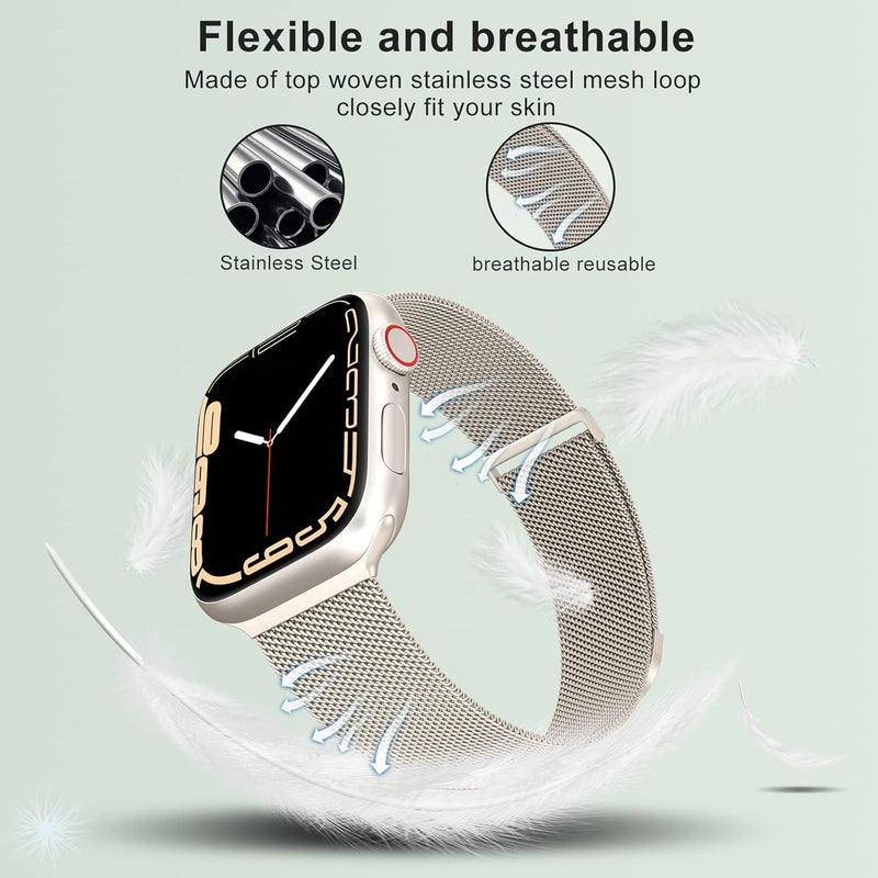 XST Compatible for Apple Watch Band 38mm 40mm 41mm 42mm 44mm 45mm 46mm 49mm Stainless Steel Mesh Loop Wristband Strap Compatible with iWatch Ultra Series 11/10/9/8/7/6/5/4/3/2/1/SE Multi Color - Image 3